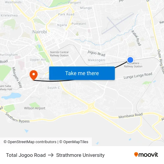 Total Jogoo Road to Strathmore University map