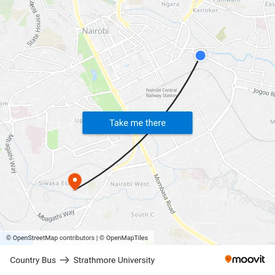 Country Bus to Strathmore University map