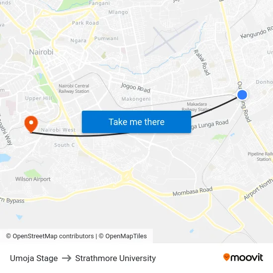 Umoja Stage to Strathmore University map