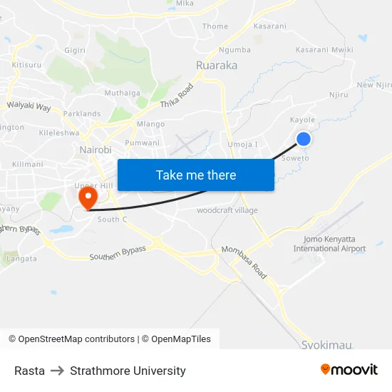 Rasta to Strathmore University map