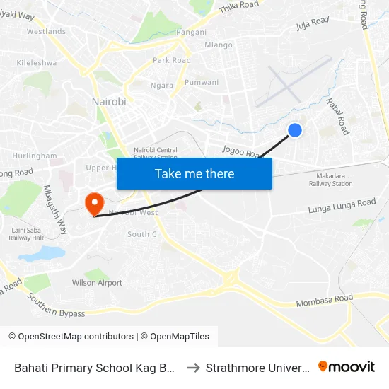 Bahati Primary School Kag Bahati to Strathmore University map