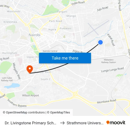 Dr. Livingstone Primary School to Strathmore University map