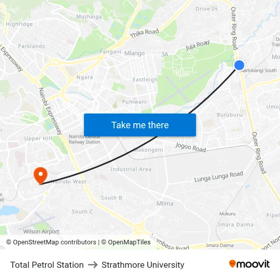 Total Petrol Station to Strathmore University map