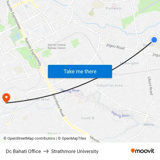 Dc Bahati Office to Strathmore University map