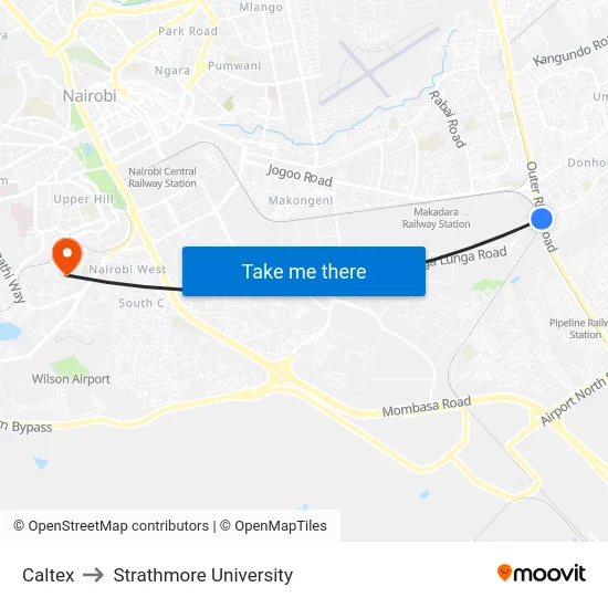 Caltex to Strathmore University map