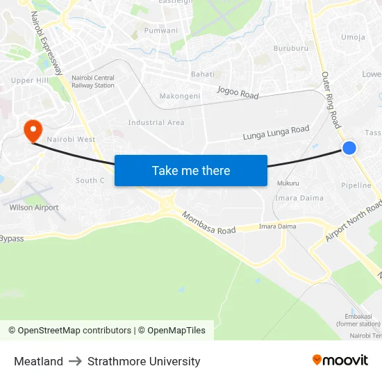 Meatland to Strathmore University map
