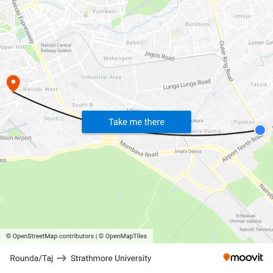 Rounda/Taj to Strathmore University map