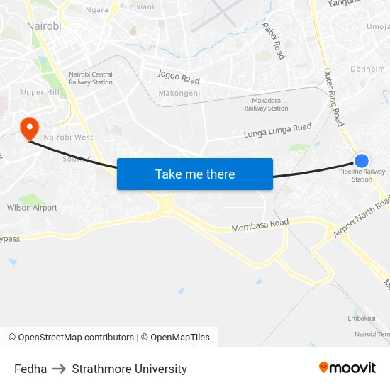 Fedha to Strathmore University map