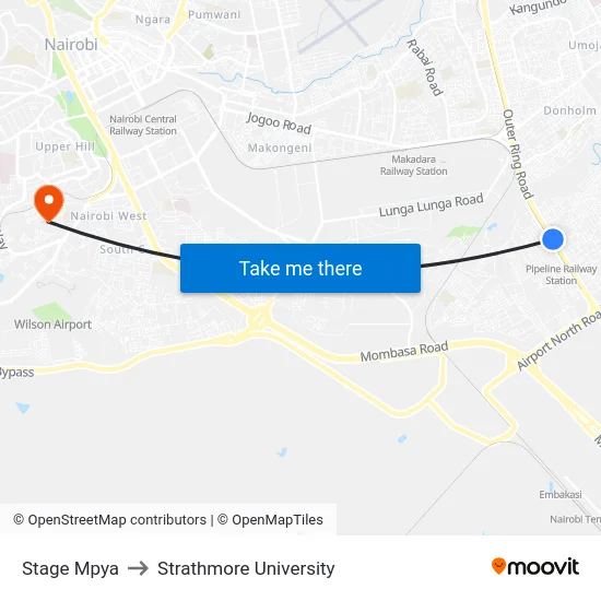 Stage Mpya to Strathmore University map