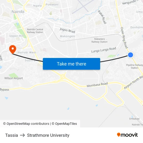 Tassia to Strathmore University map