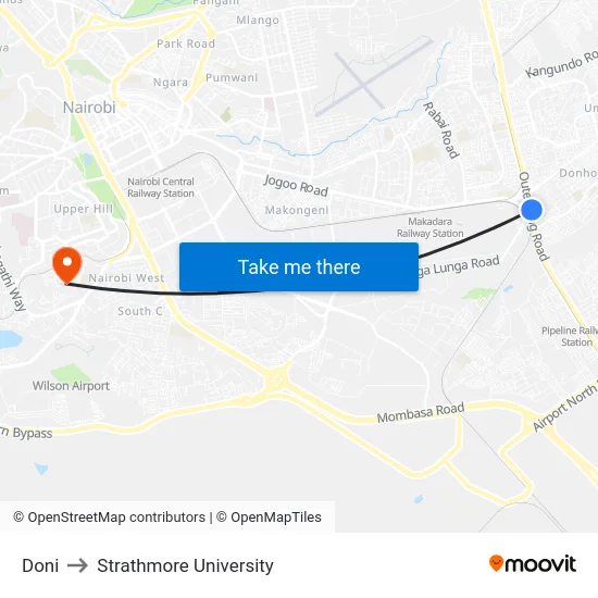 Doni to Strathmore University map