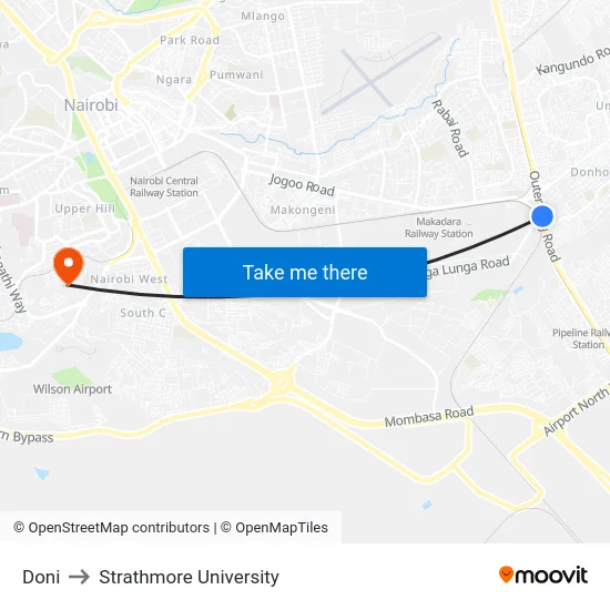 Doni to Strathmore University map