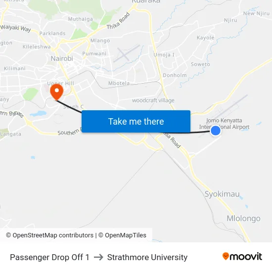 Passenger Drop Off 1 to Strathmore University map