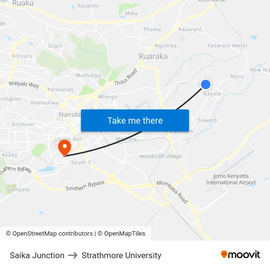 Saika Junction to Strathmore University map