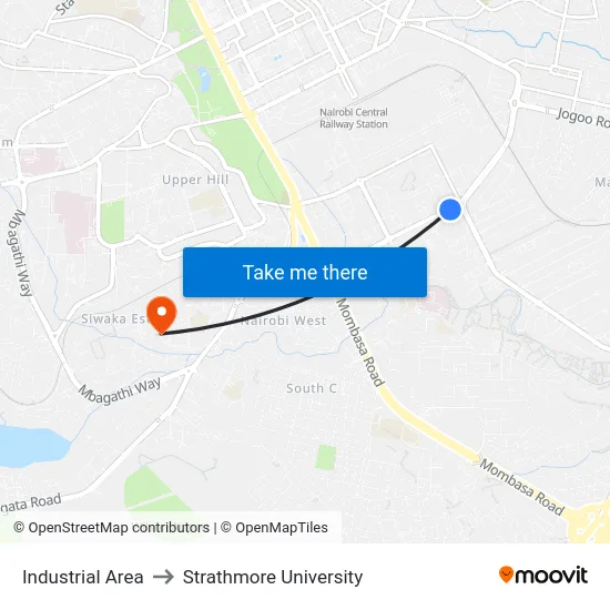 Industrial Area to Strathmore University map