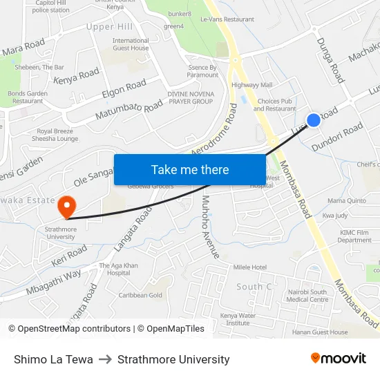 Shimo La Tewa to Strathmore University map