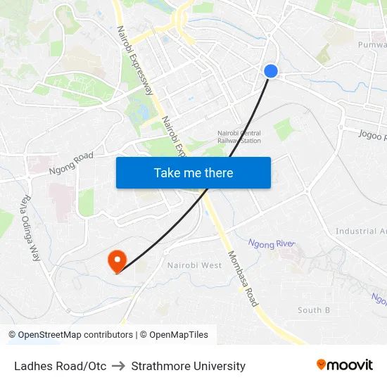 Ladhes Road/Otc to Strathmore University map