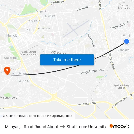 Manyanja Road Round About to Strathmore University map