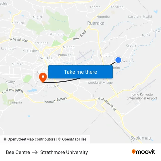 Bee Centre to Strathmore University map