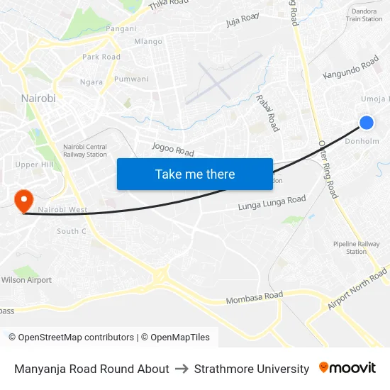 Manyanja Road Round About to Strathmore University map