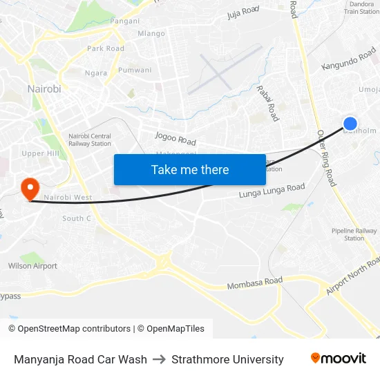 Manyanja Road Car Wash to Strathmore University map