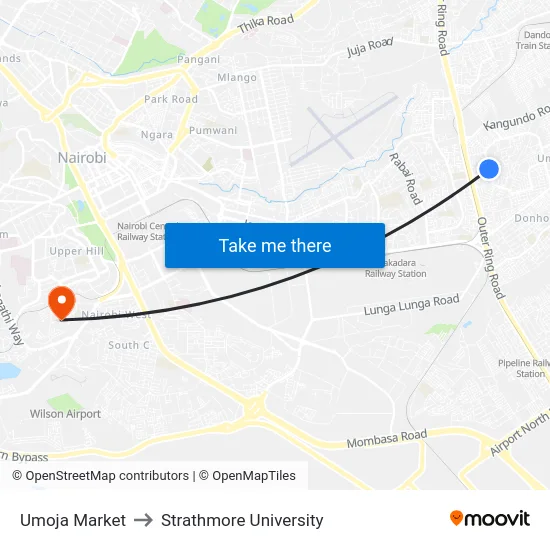 Umoja Market to Strathmore University map