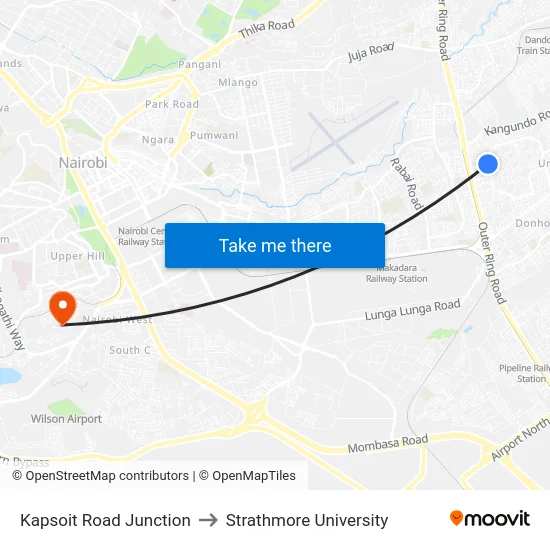 Kapsoit Road Junction to Strathmore University map