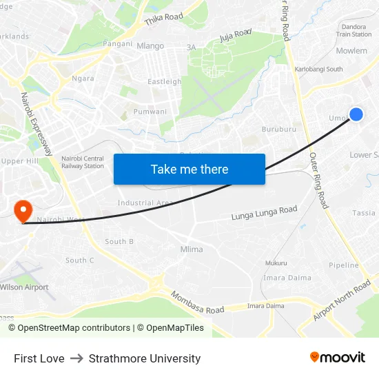 First Love to Strathmore University map