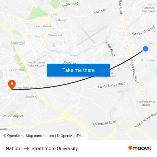 Nabuto to Strathmore University map