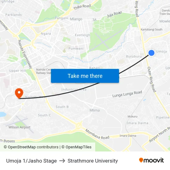 Umoja 1/Jasho Stage to Strathmore University map