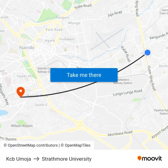 Kcb Umoja to Strathmore University map