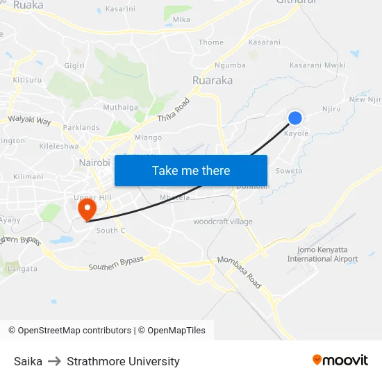 Saika to Strathmore University map