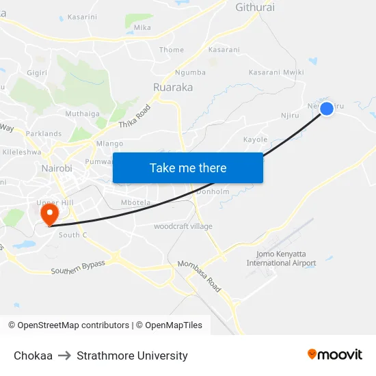 Chokaa to Strathmore University map