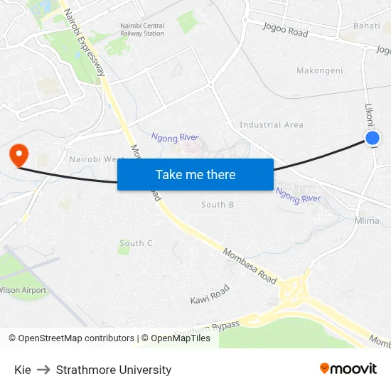 Kie to Strathmore University map