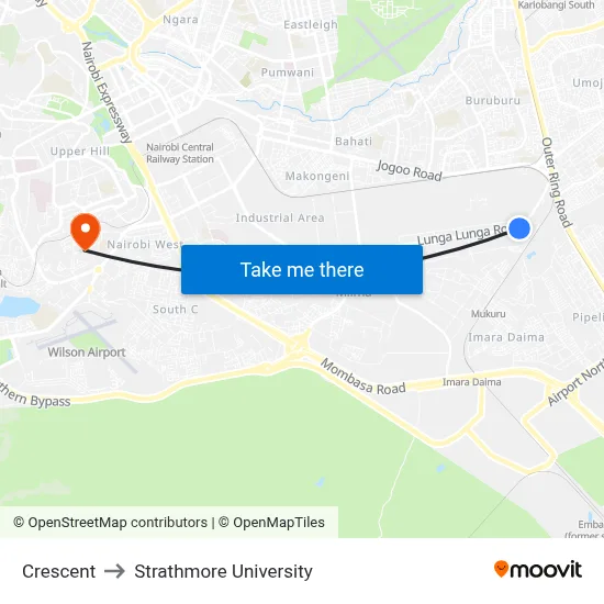 Crescent to Strathmore University map