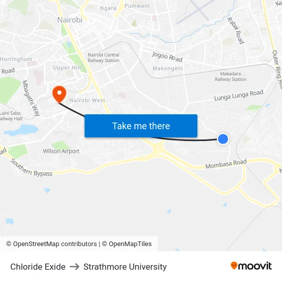 Chloride Exide to Strathmore University map