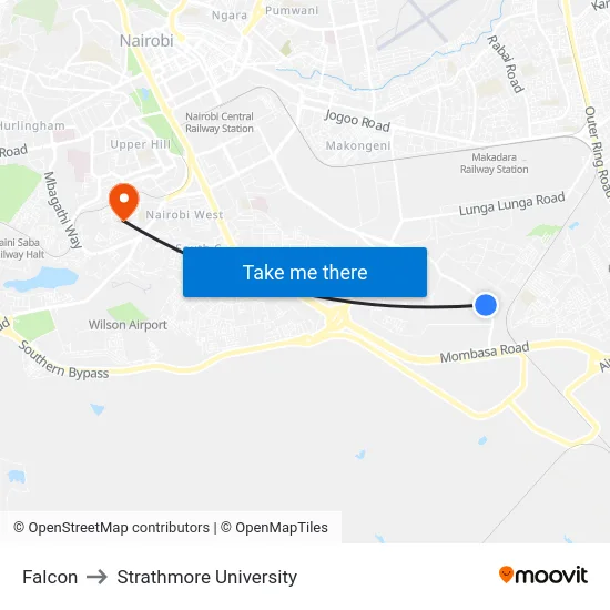 Falcon to Strathmore University map