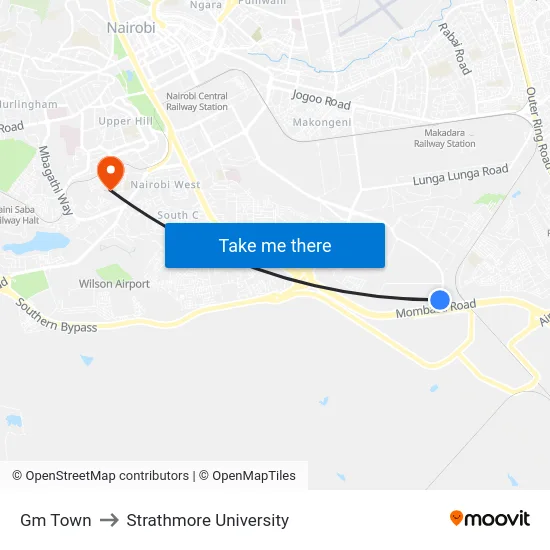 Gm Town to Strathmore University map