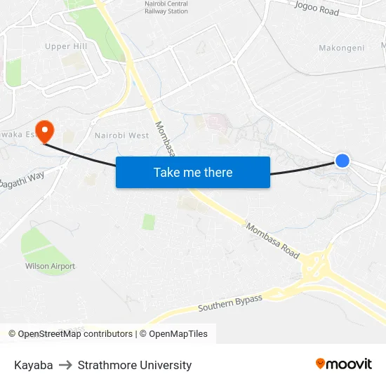 Kayaba to Strathmore University map