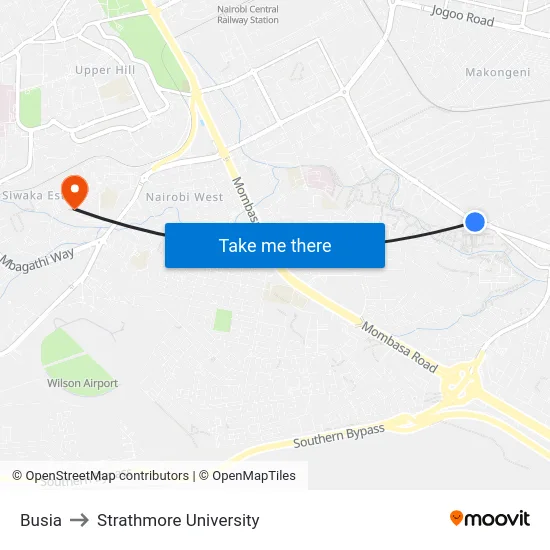Busia to Strathmore University map