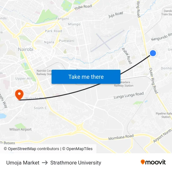 Umoja Market to Strathmore University map