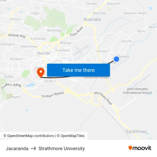 Jacaranda to Strathmore University map