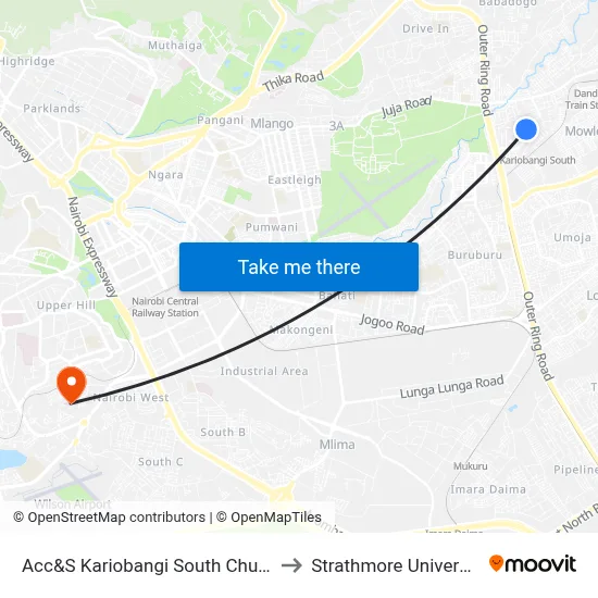 Acc&S Kariobangi South Church to Strathmore University map