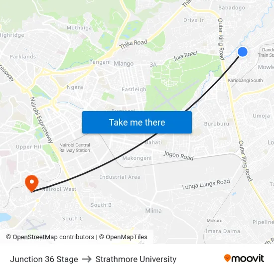 Junction 36 Stage to Strathmore University map