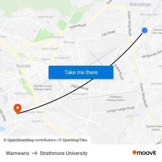 Wamwaris to Strathmore University map