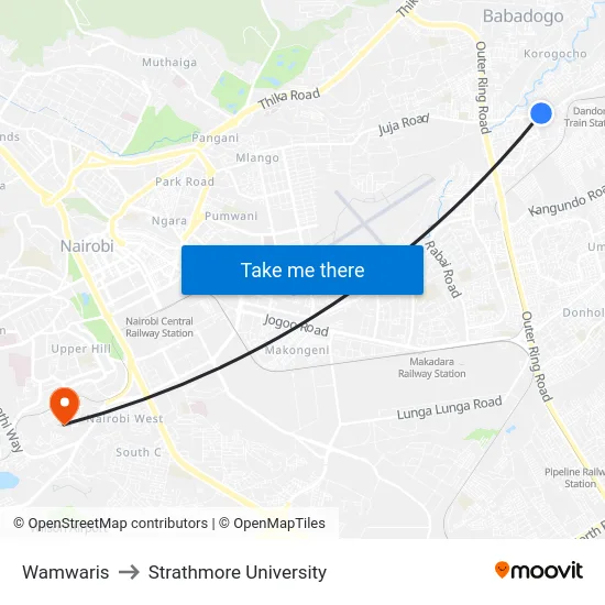 Wamwaris to Strathmore University map