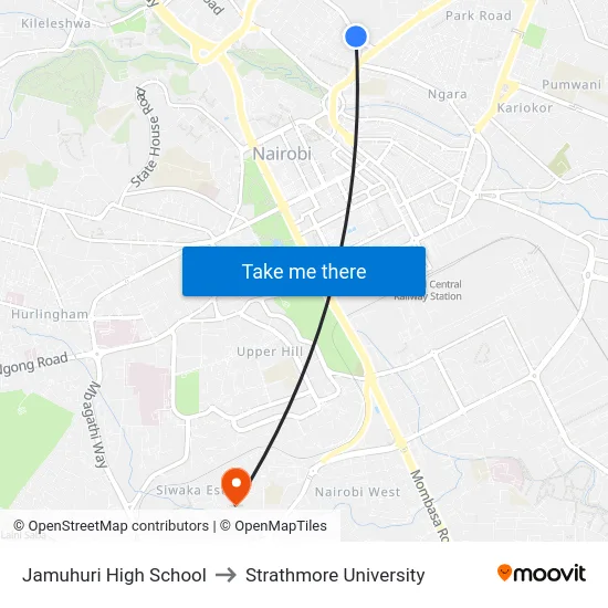 Jamuhuri High School to Strathmore University map
