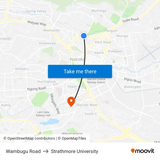 Wambugu Road to Strathmore University map