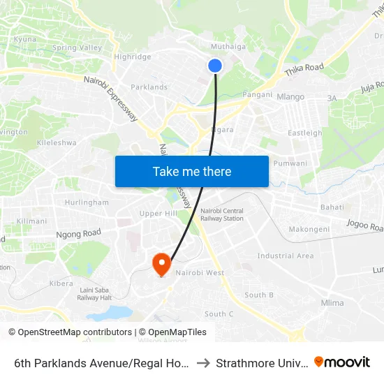 6th Parklands Avenue/Regal House/Kobil to Strathmore University map