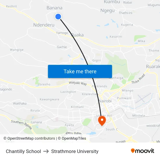 Chantilly School to Strathmore University map